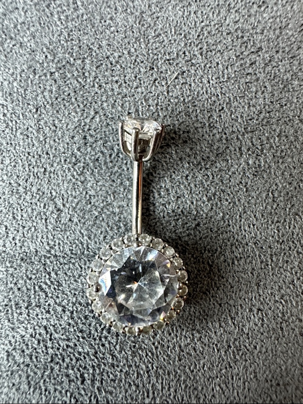 Crystal Halo Navel Barbell – Clear/ Sterling Silver Women’s Belly Ring